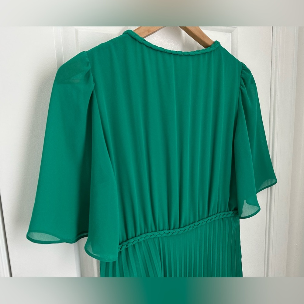 Sezane Emerald Green Pleated Midi Dress - Picture 7 of 8